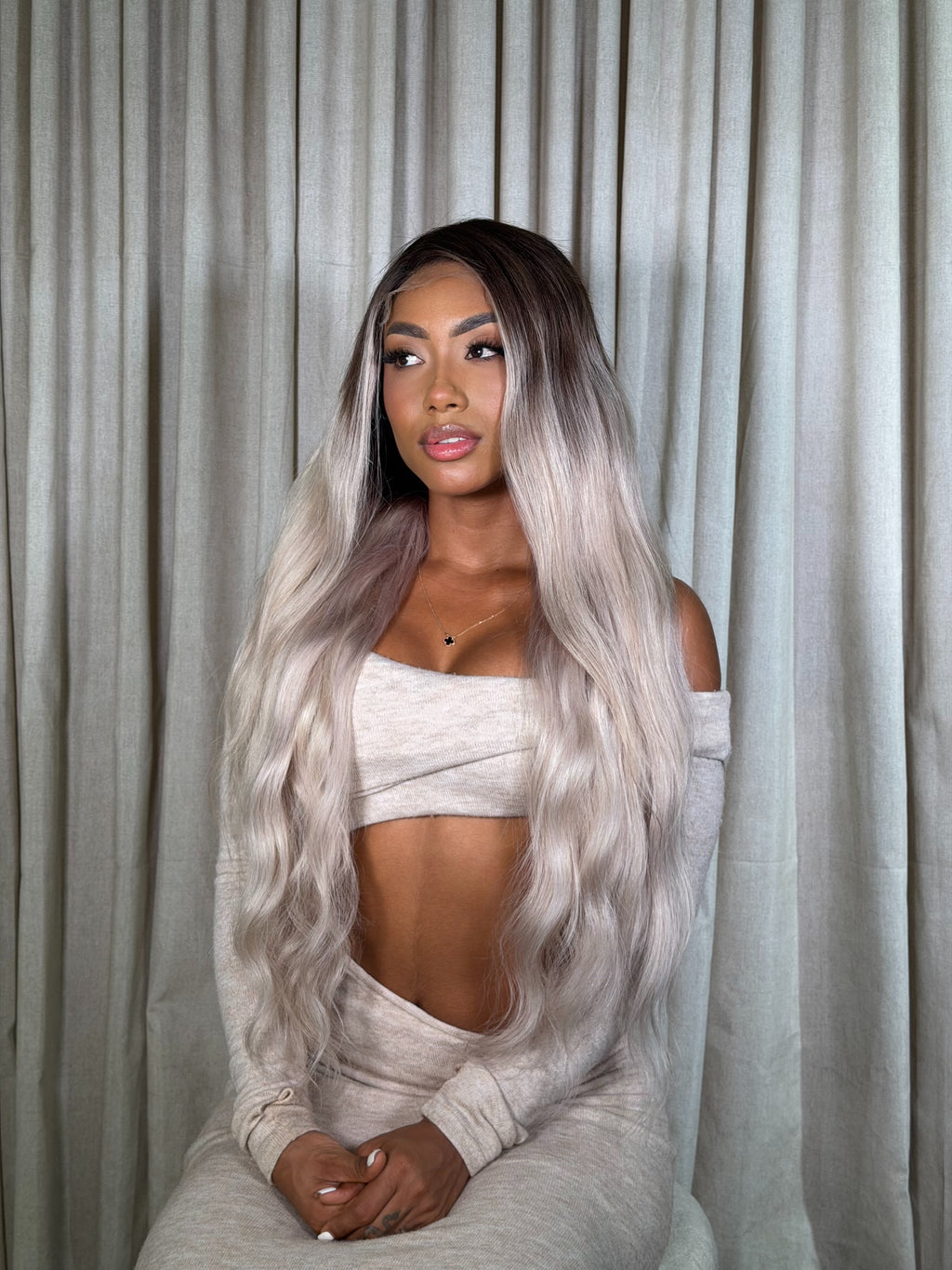 Peluca Guajira Ondulada Blonder 35” Cabello 100% Humano HD 5x5 Alta Densidad